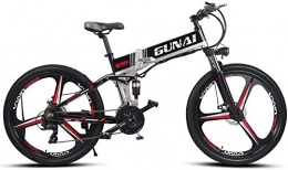 Oulida Folding Electric Mountain Bike Oulida Electric bicycle, 26 inches electric bike, rear seats with integrated 3-spoke wheels advanced full suspension and 21-speed gear woo