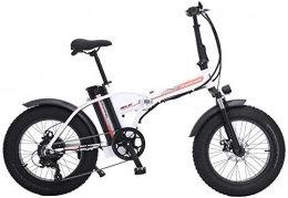 Oulida Folding Electric Mountain Bike Oulida Electric bicycle, Electric bicycle 20 inches of snow, fat 4.0 tire, 48V 15Ah power lithium battery, power-assisted bicycle, mountain bike woo (Color : White, Size : 15Ah+1 Spare Battery)