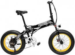 Oulida Bike Oulida Electric bicycle, X2000 20 inch thick foldable bicycle speed electric bicycles 7 snow bike 48V 10.4Ah / 14.5Ah 500W motor aluminum frame 5 PAS MTB woo (Color : Black Yellow, Size : 12.8Ah)