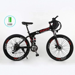 OUTFE Bike OUTFE Folding Electric Mountain Bike for Adults, Removable Charging Electric Cyclocross Road Bike, 250W 26''With 36V 8AH / 20 AH Lithium-Ion Battery for Adults, 21 Speed Shifter, Black, 16A