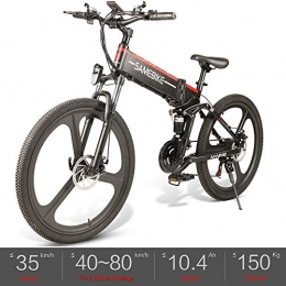 OUXI Folding Electric Mountain Bike OUXI LO26 Electric Folding Bike Fat Tire 3 Modes Shimano 21 Speed with 48V 350W 10.5Ah Lithium-ion battery, City Mountain Bicycle Suitable for Men Women Adults-Black