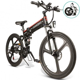 OUXI Folding Electric Mountain Bike OUXI LO26 Electric Mountain Bike, Folding Electric Bike for Adults 10.4Ah 350W with Shimano 21 Speed LED Display 26inch Tire Suitable for Men Women City Commuting (Black)