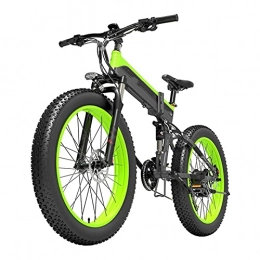 paritariny Bike paritariny Electric Bike Folding Electric Bike 1000W 48V 12.8AH 40KM / H Electric Bicycle E-Bike Adult Mountain Bike 200KG Load (Color : Black Green)