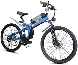 PARTAS Folding Electric Mountain Bike PARTAS Electric Bike, Folding Electric Mountain Bike, 26 * 4Inch Fat Tire Bikes 7 Speeds Ebikes For Adults With Front LED Light Double Disc Brake Hybrid Bicycle 36V / 8AH (Color : Blue)