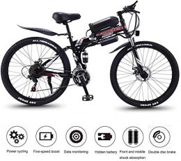 PARTAS Folding Electric Mountain Bike PARTAS Sightseeing / Commuting Tool - Adult Electric Mountain Bikes, Magnesium Alloy Rim 26" 350W 36V Portable Folding Bicycle 21-Speed Long-Endurance Electric Vehicle (Color : Black)