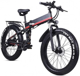 PARTAS Folding Electric Mountain Bike PARTAS Sightseeing / Commuting Tool - Adult Folding Electric Bike, 4.0 Oversized Tires 26 Inch 48V / 12.8AH / 1000W Off Road Mountain Bike Three Riding Modes Battery Bicycle (Color : Black)