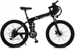 PARTAS Folding Electric Mountain Bike PARTAS Travel Convenience A Healthy Trip Electric Mountain Bike With A Bag, 250W 26'' Electric Bicycle With Removable 36V 12 AH Lithium-Ion Battery, 21 Speed Shifter (Color : Black)