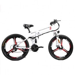 Pc-Glq Folding Electric Mountain Bike Pc-Glq 26'' Electric Bike, 350W Motor Foldable Electric Bicycle with Removable 48V 8AH / 10AH Lithium-Ion Battery for Adults, 21 Speed Shifter Mountain Electric Bike, White, 10AH