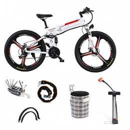 Pc-Glq Folding Electric Mountain Bike Pc-Glq Electric Bike Electric Mountain Bike 350W Ebike 26'' Electric Bicycle, 20KM / H Adults Ebike with Removable 48V / 12Ah Battery, Professional 21 Speed Gears, White