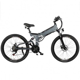 Pc-Glq Bike Pc-Glq Electric Bike Folding Electric Mountain Bike with 24" Super Lightweight Aluminum Alloy Electric Bicycle, Premium Full Suspension And 21 Speed Gears, 350 Motor, Lithium Battery 48V, Gray, 12.8AH