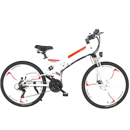 Pc-Glq Bike Pc-Glq Folding Electric Mountain Bike, 26'' Electric Bike E-Bike 21 Speed Gear And Three Working Modes. with Removable 48V 10 / 12.8AH Lithium-Ion Battery 350W Motor, White, 10AH