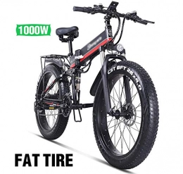 PHASFBJ Folding Electric Mountain Bike PHASFBJ 26'' Electric Mountain Bike, Electric Bicycle Fat Tire with Removable Large Capacity Lithium-Ion Battery 1000w 48v Electric Bike 21 Speed Gear and Three Working Modes, Red