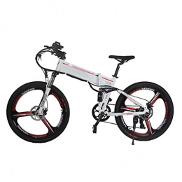 PHASFBJ Folding Electric Mountain Bike PHASFBJ 26 Inch Electric Bike, Folding Electric Bicycle 48V 350W Foldable Pedal Assist Mountain E-Bike with 10Ah Lithium-Ion Battery Lightweight Bicycle for Teens and Adults, White