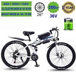 PLYY Bike PLYY Electric Mountain Bikes For Adults, Foldable MTB Ebikes For Men Women Ladies, 360W 36V 8 / 10 / 13AH All Terrain 26" Mountain Bike / Commute Ebike (Color : White spoke wheel, Size : 13AH)