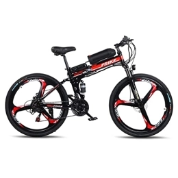 PrimaevalColossus Folding Electric Mountain Bike PrimaevalColossus 21 Speed Electric Bikes for Adult Mountain Bike E-Bike Moped Full Suspension Cycle with 36V10A 48Km Lithium Battery, 250W Motor Powered Mountain Bicycle, Black Red