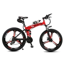 PrimaevalColossus Folding Electric Mountain Bike PrimaevalColossus E-Bike Electric Bikes Motor Powered Mountain Bicycle wiht Lithium Battery 21 Speed Integrated Wheel 25Km Adult Ebike Removable Lithium Battery for Adult, Red