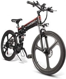 QDWRF Folding Electric Mountain Bike QDWRF Electric Mountain Bike, 350W 26'' Electric Bicycle with Removable 48V 10AH Lithium-Ion Battery for Adults, 21 Speed Shifter