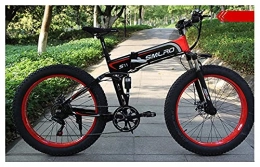 QEEN Folding Electric Mountain Bike QEEN New Electric bicycle 500W Electric Beach Bike 4.0 Fat Tire Electric Bike 48V500W Mens Mountain Bikes Snow E-bike 26inch Bicycle (Color : 500W 48V Black red)