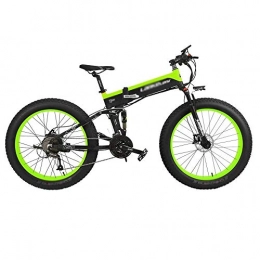 Qinmo Folding Electric Mountain Bike Qinmo 26-inch folding electric bicycle, removable hidden lithium battery (48V 500W), suitable for men, women, outdoor sports riding (Color : Black green)