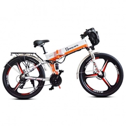 Qinmo Folding Electric Mountain Bike Qinmo Electric bicycle, 26 Inch Electric Mountain Bike Foldable, Dual Battery Electric Bicycle for Adult, 21 Speed, Motor 350W, 48V 10.4Ah Rechargeable Lithium Battery, Cruise Mode (Color : White)