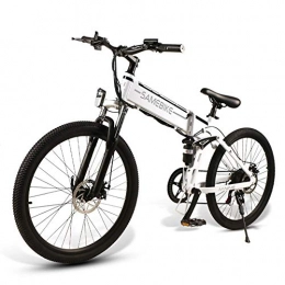Qinmo Folding Electric Mountain Bike Qinmo Electric bicycle, Ebike 26" Electric Mountain Bike for Adults 350W 48V 10Ah Lithium Battery Premium Full Suspension and 21 Speed Gears Electric Bicycle(White)