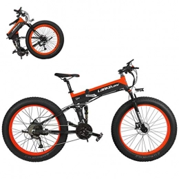 Qinmo Bike Qinmo Electric bicycle, Foldable Electric Mountain Bike, 26 Inch Fat Tire Beach Snow Electric Bicycle with Removable 48V 12.8Ah Lithium Battery, Motor 400W, 27 Speed Gear And Three Working Modes