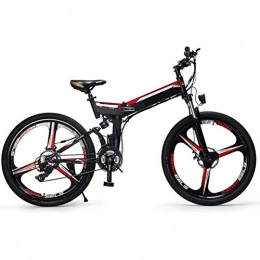 Qinmo Bike Qinmo Electric bicycle Folding E-Bike, 26 Inch Electric Mountain Bike, with Super Magnesium Alloy 3 Spokes Integrated Wheel, Premium Full Suspension And Shimano 24 Speed Gear