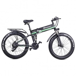 Qinmo Bike Qinmo Mens Mountain Bike, Alloy Ebikes Bicycles All Terrain, 1000W Strong Electric Snow Bike, 48V Extra Large Battery E Bike 21 Speed Fat Bike (Color : Green)