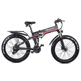 Qinmo Bike Qinmo Mens Mountain Bike, Alloy Ebikes Bicycles All Terrain, 1000W Strong Electric Snow Bike, 48V Extra Large Battery E Bike 21 Speed Fat Bike (Color : Red)