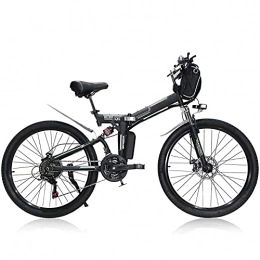 QTQZ Bike QTQZ Multi-purpose Electric Bike 350W 26'' 48V Portable Urban Folding E-Bike Unisex Adults Trekking MTB IP54 Waterproof Design Ebike Removable Battery Daily Travel Blue (Color : Black)
