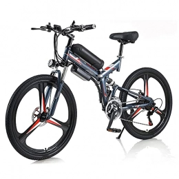 QTQZ Folding Electric Mountain Bike QTQZ Multi-purpose Unisex Adult Electric Bike 350W Folding Bike 36V 10A Lithium-Ion Battery 26" Mountain E-Bike 21-Speed Transmission System 3 Riding Modes for Outdoor Cycling Travel Work Out