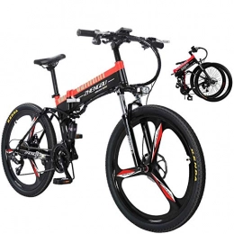 QYL Bike QYL Electric Bike 26 Inches Folding Fat Tire Snow Bike 10Ah Li-Battery 27 Speed Beach Cruiser Mountain E-Bike with Smart LCD Meter, Black