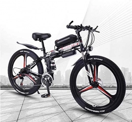 QZ Folding Electric Mountain Bike QZ Folding Adult Electric Mountain Bike, 350W Snow Bikes, Removable 36V 10AH Lithium-Ion Battery for, Premium Full Suspension 26 Inch Electric Bicycle (Color : Black, Size : 21 speed)