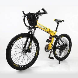 Radiancy Inc Electric Mountain Bike for Adults, Folding Electric Cyclocross Road Bike, 250W 26'' Electric Bicycle with Removable 36V 8AH/20 AH Lithium-Ion Battery for Adults, 21 Speed Shifter,Yellow