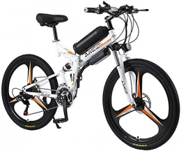 RDJM Folding Electric Mountain Bike RDJM Ebikes, 26inch Mountain Electric Bicycle, 21 Speed Shock-Absorbing Mountain Bicycle, 350w City Commuter Ebike, 36v Removable Lithium Battery, High Carbon Steel Folding Electric Bicycle, Gray, 8ah 35km