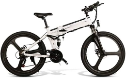 RDJM Folding Electric Mountain Bike RDJM Ebikes, Electric Bicycle Lithium Battery Folding Power Supply Cross-Country Mountain Bike Lightweight Smart Commuter Fitness 48V (Color : White)