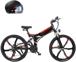 RDJM Folding Electric Mountain Bike RDJM Ebikes, Electric Bike 26'' Adults Electric Bicycle / Electric Mountain Bike, 25KM / H Ebike with Removable 10Ah 480WH Battery, Professional 21 Speed Gears, Black (Color : Black)