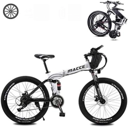 RDJM Folding Electric Mountain Bike RDJM Ebikes, Folding Electric Bikes for Adults 26 In with 36V Removable Large Capacity 8Ah Lithium-Ion Battery Mountain E-Bike 21 Speed Lightweight Bicycle for Unisex (Color : White)
