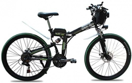 RDJM Folding Electric Mountain Bike RDJM Ebikes, Folding Electric Bikes for Adults 26" Mountain E-Bike 21 Speed Lightweight Bicycle, 500W Aluminum Electric Bicycle with Pedal for Unisex And Teens (Color : Green)