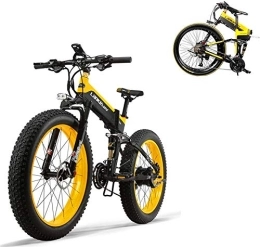 RDJM Folding Electric Mountain Bike RDJM Ebikes, New 500w 48V Electric Mountain Bicycle- 26inch Fat Tire E-Bike Beach Cruiser Mens Sports Electric Bicycle MTB Dirtbike- Full Suspension Lithium Battery E-MTB (Color : A)