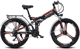 RDJM Folding Electric Mountain Bike RDJM Electric Bike, Bike Adult, Folding E-Bike with 300 W Motor 48V 10AH Removable Lithium Battery, 21 Speed Shifter Mountain Bike for Commuter Travel (Color : Black, Size : One Piece Wheel)