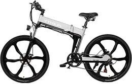 RDJM Bike RDJM Electric Bike, Folding Mountain Bike, 24" / 26'' Magnesium Alloy Integrated Wheel Bike with 48V 10Ah Removable Lithium-Ion Battery, Shimano 7-Speed Gear Shifts (Color : Grey, Size : 26)