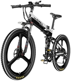 RDJM Bike RDJM Electric Bike, Folding Mountain Bike, 400W 48V 10AH Shimano 7 Speed Magnesium Alloy Rim Bicycle, 26" Off-Road Tires Waterproof E-Bike for Adult (Color : Black)
