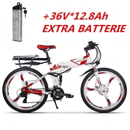 RICH BIT Folding Electric Mountain Bike RICH BIT Electric Bike updated RT860 36V 12.8A Lithium Battery folding bike MTB mountain bike e bike 17 * 26 inch Shimano 21 Speed bicycle smart Electric bicycle (RED+Spare Battery)
