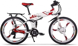 RICH BIT Folding Electric Mountain Bike RICH BIT Mountain Bike 250W Brushless Motor Sports Bike, 36V 12.8Ah Lithium Battery Electric Bike, Mechanical Disc Brake Ebike (Red-White)