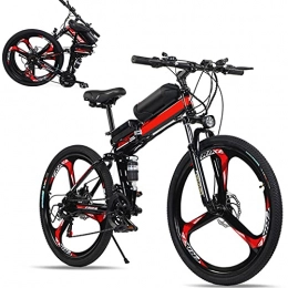 RSTJ-Sjef Folding Electric Mountain Bike RSTJ-Sjef 21 Speed Electric Bike, 250W 26 Inch Electric Bicycle E-Bike with Removable 36V 10Ah Lithium-Ion Battery, Folding Electric Assisted Bicycle for Adults, Red