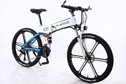 RuBao Folding Electric Mountain Bike RuBao 26-inch Foldable Mountain Ebike, 27-speed Electric Bike, 350W White Electric Bicyclewith Lithium-ion Battery and Anti-skid Tires, for Fitness, Commuting and Entertainment (Size : 36V / 350W / 10AH)