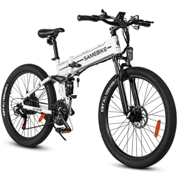 Samebike Bike SAMEBIKE 26'' Electric Bike for Adult, LO26-II FT Version with 48V 10.4AH Removable Lithium-Ion Battery, Folding City Commuter Electric Bicycle, 21-Speed (White)