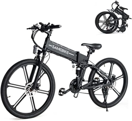 Samebike Folding Electric Mountain Bike SAMEBIKE 26 Inch Electric Bicycle For Adults, Foldable Unisex City Electric Bicycle, 48V 10.4AH / 12.5AH Removable Battery, Shimano 21 Speeds (LO26 Integrated Wheel Black)