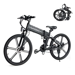 Samebike Folding Electric Mountain Bike SAMEBIKE LO26-II upgrade version Electric bicycles 48V 10.4AH 26 inch Ebike folding electric mountain bikes with SHIMANO 21 speed color LCD display for adults Black